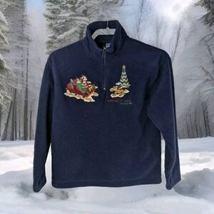 Vtg Disney Christmas Pullover Youth Large Mickey Mouse Pluto
